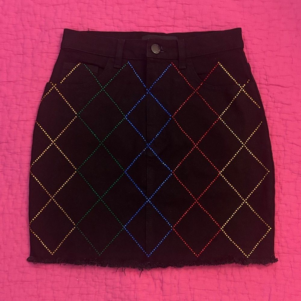 Uterque Colorful crystal black Jean Skirt, size 26( S)